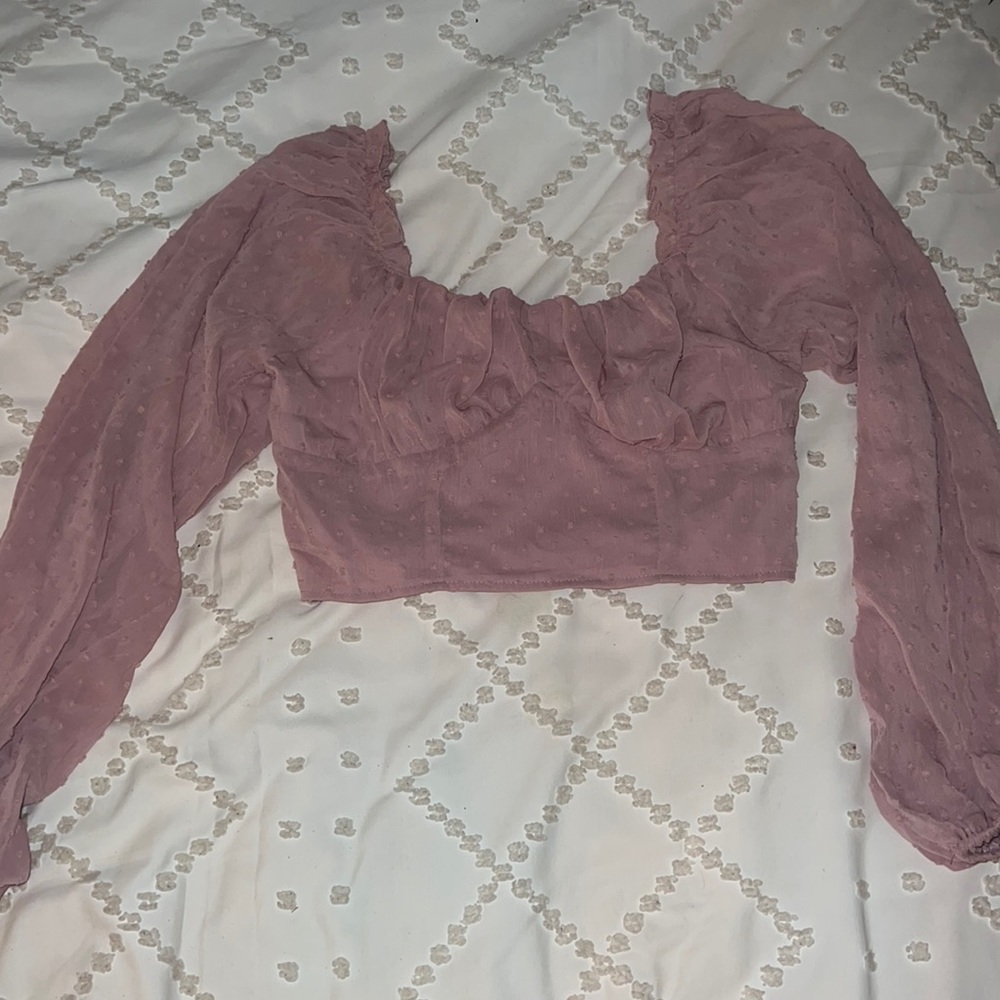 Pink/purple puff sleeve crop!